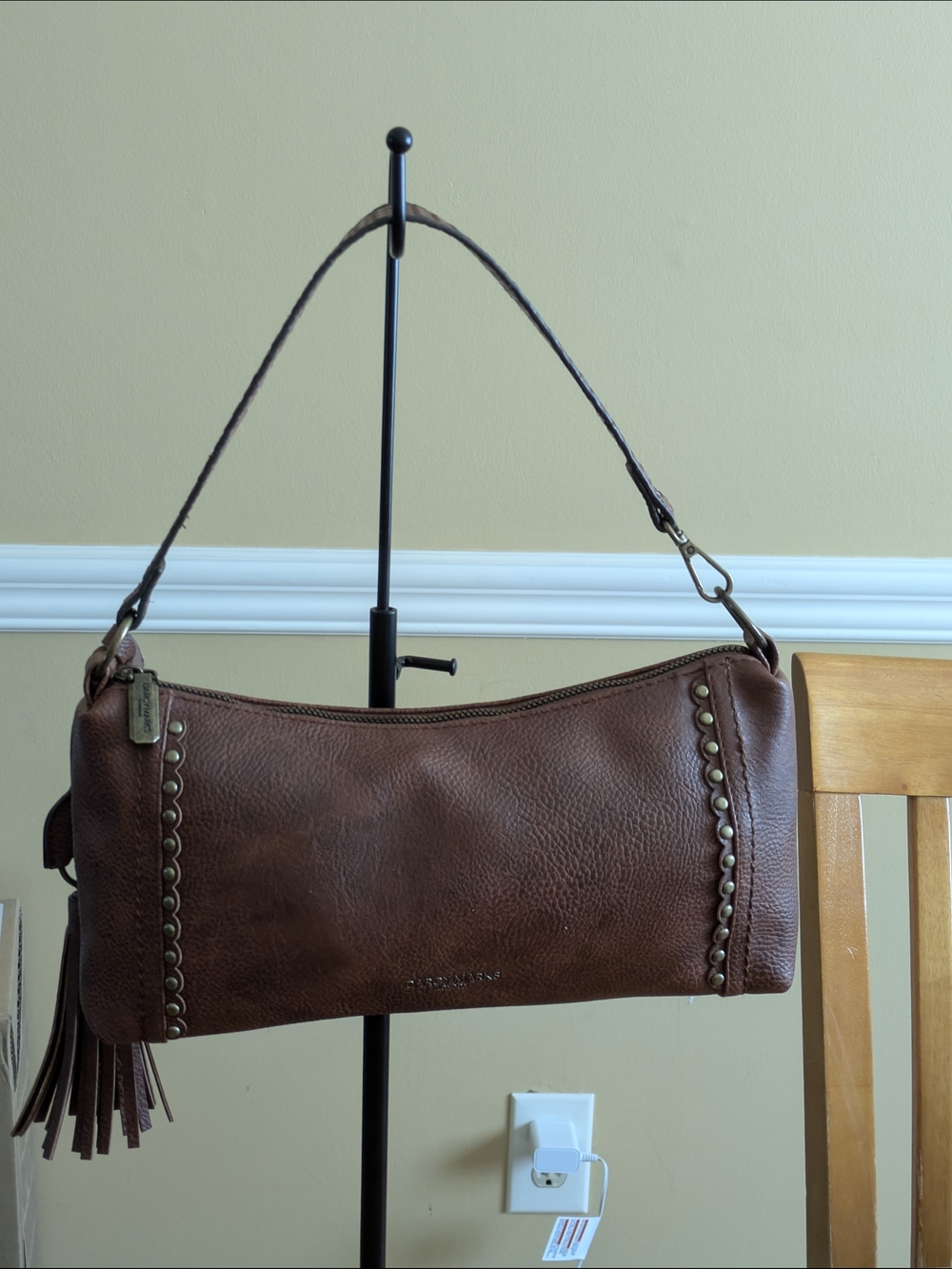 Darcy Marks London Studded Shoulder Bag with Tassel